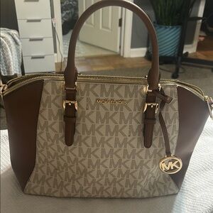 Michael Kors Brown and Cream Satchel Bag